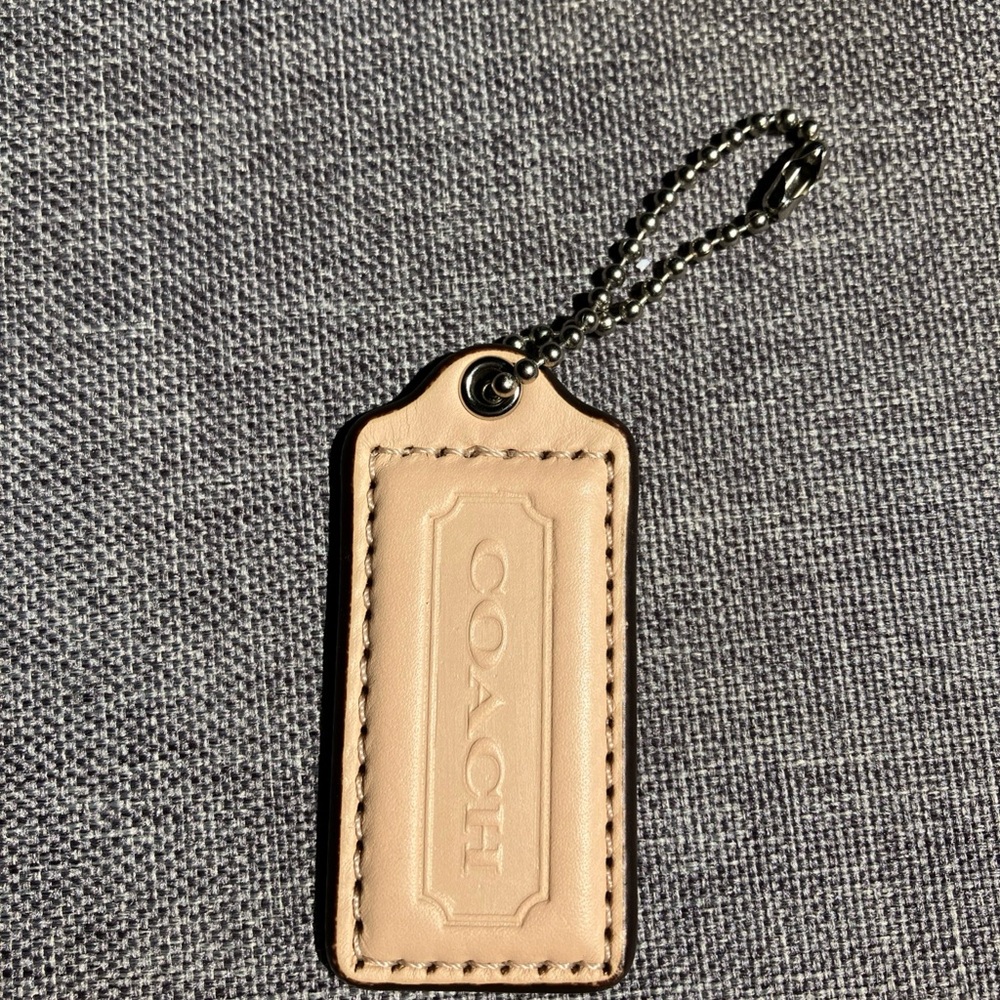 Coach Beige Leather Keychain